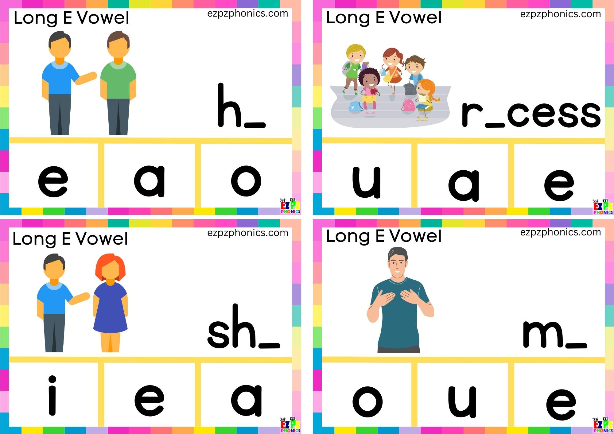 Finish the word and clip the correct letters Clip cards for long e vowel e words group 1